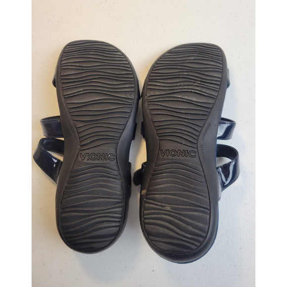 Vionic Misa Sandals Navy Blue Leather Slide Slip On Adjustable Women's Size 8 - Picture 4 of 12
